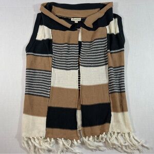 Poof Excellence Womens Sleeveless Boho Open Sweater Cardigan W/fringe Size L